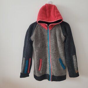 Kyber Outerwear Made in Nepal 100% Wool Fleece-Lined Zip Hoodie-Large